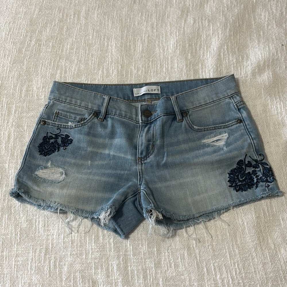 LOFT distressed denim shorts